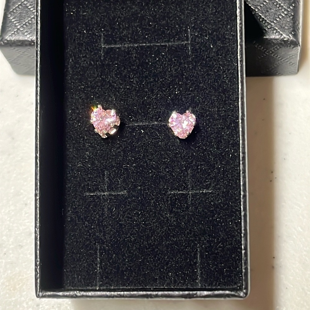 Swarovski Pink Crystal Heart Shaped Earrings